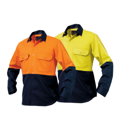 KingGee Mens Spliced Drill Shirt Lock Stitch Reinforced Work Safety Comfy K54015-KarWorkwear