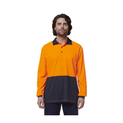 Hard Yakka Mens Safety Work Long Sleeve HI VIS Polo Y19617-KarWorkwear