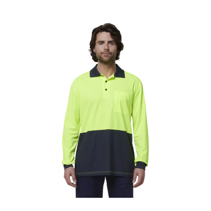 Hard Yakka Mens Safety Work Long Sleeve HI VIS Polo Y19617-KarWorkwear