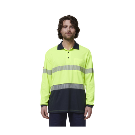 Hard Yakka Mens Safety Work Long Sleeve HI VIS Taped Polo Y19619-KarWorkwear