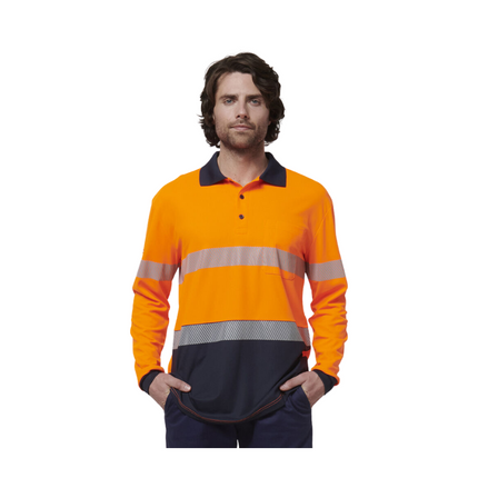 Hard Yakka Mens Safety Work Long Sleeve HI VIS Taped Polo Y19619-KarWorkwear