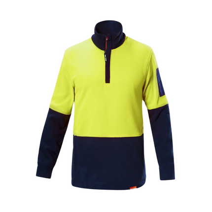 Hard Yakka 2 Pack Mens Hi-Vis 2 Tone 1/4 Zip Brushed Comfy Fleece Jumper Y19330-KarWorkwear