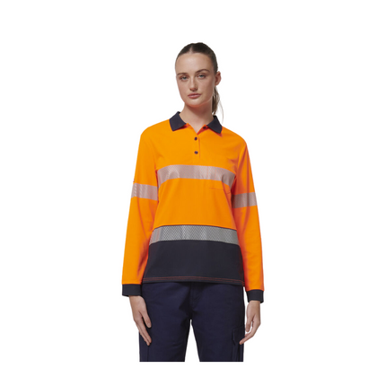 Hard Yakka Safety Work Womens Long Sleeve HI VIS Taped Polo Y08604-KarWorkwear