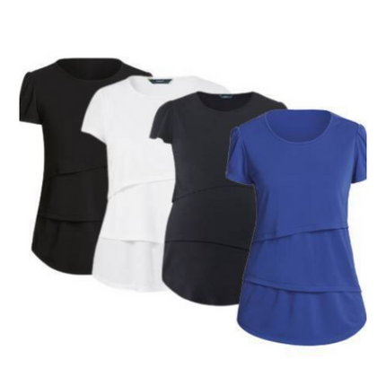 NNT Womens Matt Jersey Short Sleeve Layered Top Round Neckline Blouse CAT9XG-KarWorkwear