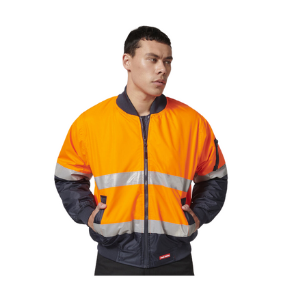 Hard Yakka Mens 4 Pack Core Hi Vis 2 Tone Taped Waterproof Bomber Jacket Y06675-KarWorkwear