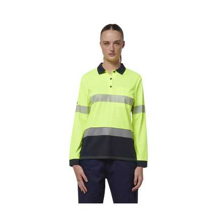 Hard Yakka Safety Work Womens Long Sleeve HI VIS Taped Polo Y08604-KarWorkwear