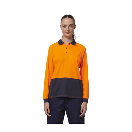 Hard Yakka Womens Safety Work Long Sleeve HI VIS Polo Y08603-KarWorkwear