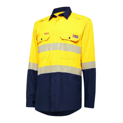Mens Hard Yakka Fire Resistant ShieldTec Lenzing Hi-Vis Safety Work Shirt Y04370-KarWorkwear