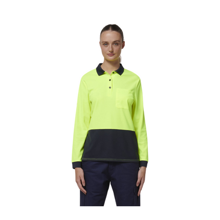 Hard Yakka Womens Safety Work Long Sleeve HI VIS Polo Y08603-KarWorkwear