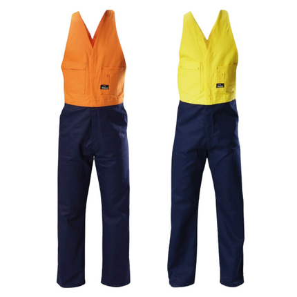 Mens Hard Yakka Hi-Vis Drill Action Back 2 Toned Overall Phone Pocket Y01526-KarWorkwear