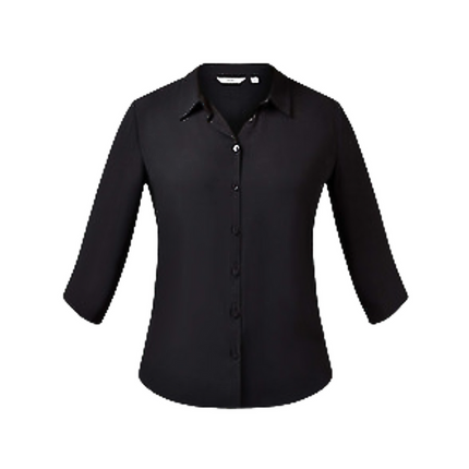 NNT Womens Soft Georgette 3/4S PLT Detail Blouse Classic Button Collar CAT9RL-KarWorkwear