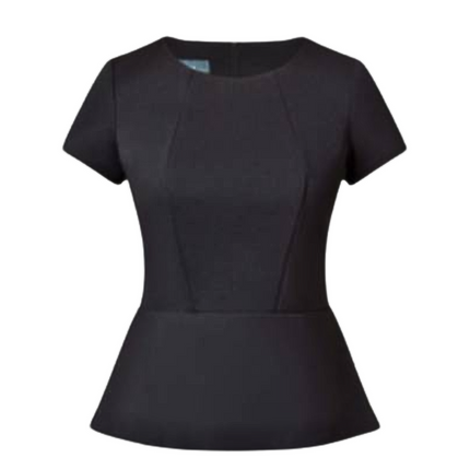 NNT Womens Ponte Knit Cap SLV Peplum Top Front Panelling Short Sleeve CAT9S1-KarWorkwear