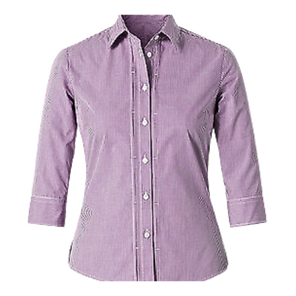 NNT Mens Gingham 3/4 SLV Tuck Shirt Pleated Button Collared Sleeve CAT9Q9-KarWorkwear