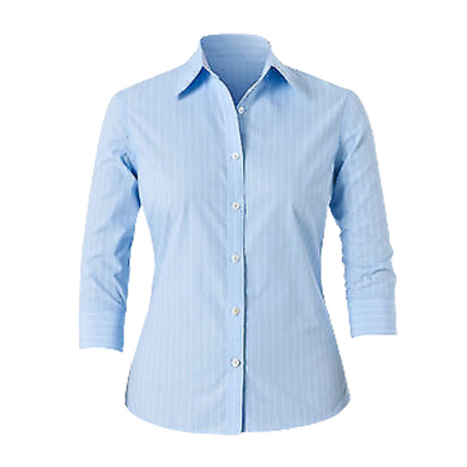 NNT Mens Cotton Blend Stripe Classic 3/4 Sleeve Blue Classic Shirt CAT4J6-KarWorkwear