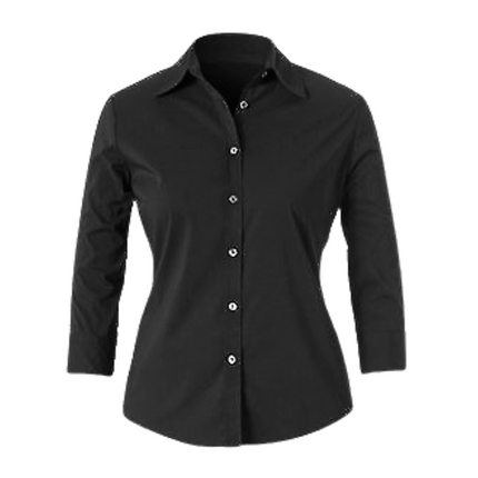 NNT Mens Stretch Cotton Blend 3/4 Sleeve Black Collared Business Shirt CAT4K5-KarWorkwear