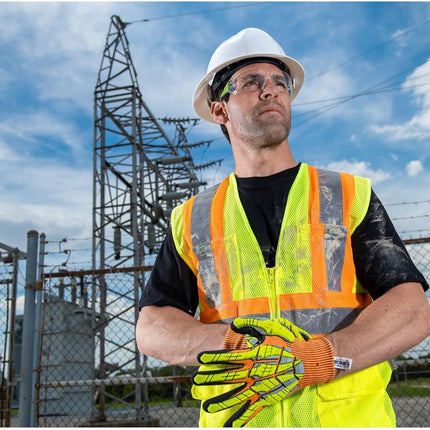 A727 anti Impact Safety Work Gloves - Cut Resistant & Impact Reducing Protective Work Gloves Orange/Black