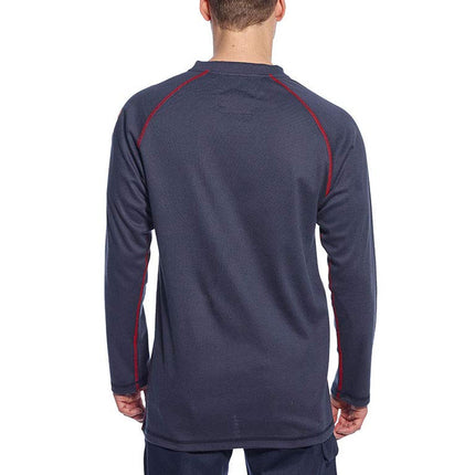 FR01 Mens Flame Resistant Bizflame Long Sleeved Crew Neck T Shirt ASTM, Navy, XXL