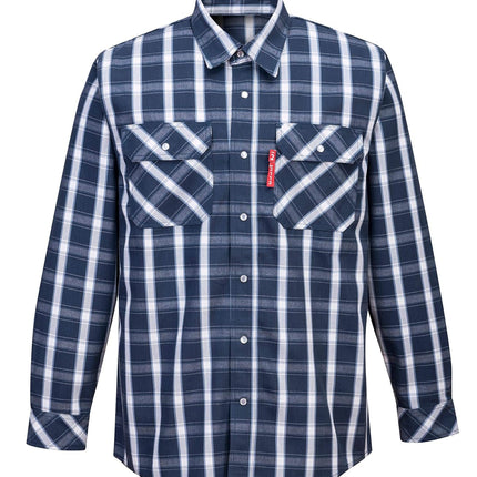 UFR97 Bizflame 88/12 FR Plaid Protective Safety Shirt Navy, Xx-Large