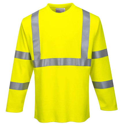 FR96 FR Long Sleeve Safety Work T Shirt in Reflective Hi Vis ASTM ANSI, Large