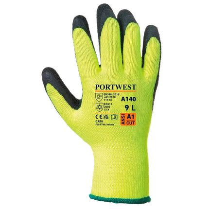 A140 Thermal Grip Work Gloves Palm Dipped Black, X-Small-KarWorkwear