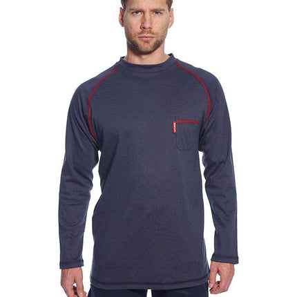 FR01 Mens Flame Resistant Bizflame Long Sleeved Crew Neck T Shirt ASTM, Gray, XXXL