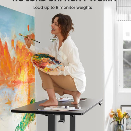 Height Adjustable Electric Standing Desk, 47.2 X 23.6 Inches Sit Stand up Desk, Memory Computer Home Office Desk with Two-Piece Desktop (Black)