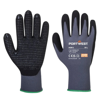 A351 Nitrile Work Gloves Palm Dipped Dermiflex plus Gloves Grey/Black, X-Large-KarWorkwear