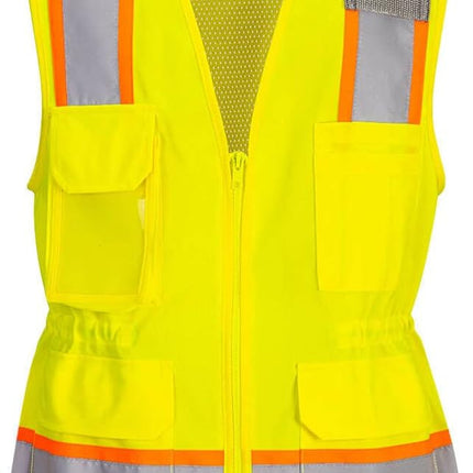 US392 Women'S Hi Vis Safety Work Vest with Reflective Tape Yellow, Medium