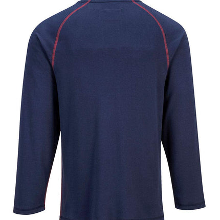 FR01 Mens Flame Resistant Bizflame Long Sleeved Crew Neck T Shirt ASTM, Navy, XXL