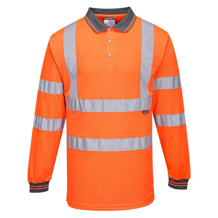 Hi-Vis Polo Shirtl/S Viz Visibility Reflective Safety Work Wear Top ANSI 3, Yellow, Medium
