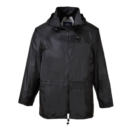 US440 Classic Waterproof Rain Jacket Wth Pack Away Hood & Sealed Seams, Black, Large