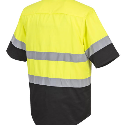 E067 Two Tone Short Sleeve ANSI Work Shirt Yellow/Black, X-Large