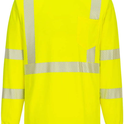 S195 Men'S Hi Vis Reflective Tape Long Sleeve T-Shirt Yellow, Large