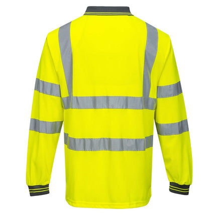 S277 Hi-Vis Long Sleeve Polo Shirt Yellow, 6X-Large