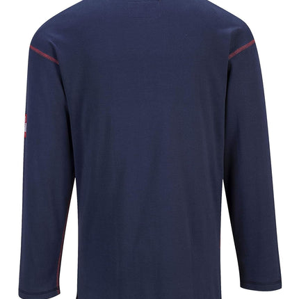 FR02 Bizflame Flame Resistant Henley Long Sleeve Sweatshirt Navy, Xx-Large