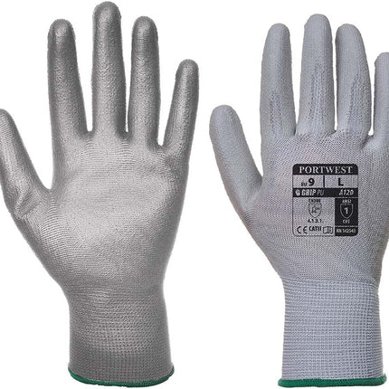 Vending PU Palm Handling Work Protective Safety Grip Resistant ANSI 105, Gray, X Small
