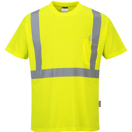 S190 High Visibility Comfort Pocket T-Shirt Yellow Tall, Large