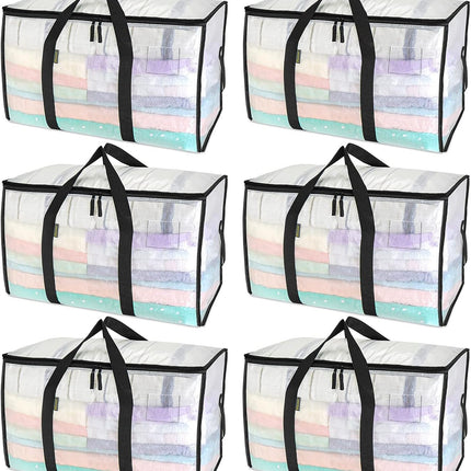8-Pack Oversized Moving Bags with Reinforced Handles, Heavy-Duty Storage Tote for Clothes, Moving Supplies (Black, 8-Pack)