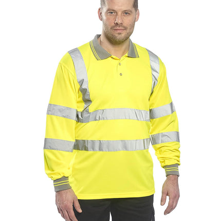 Iona Polo Shirt Hi Vis Visibility Reflective Short Sleeve Work Wear Top, Navy, 5XL