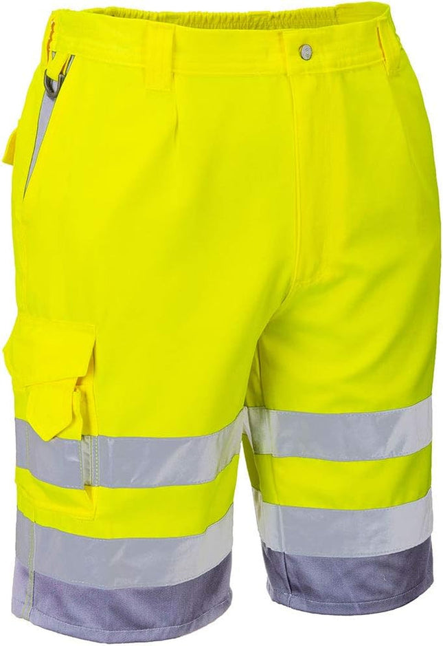 Hi-Vis P/C Shorts Cargo Visibility Reflective Summer Cool Work Wear Pants ANSI E