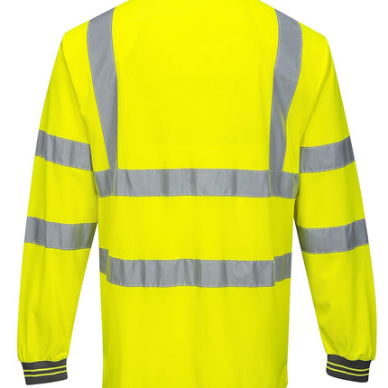 S277 Hi-Vis Long Sleeve Polo Shirt Yellow, 6X-Large