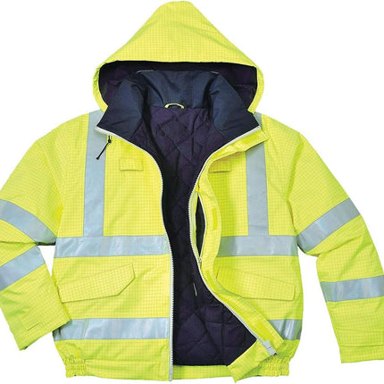 Hi-Vis 3In1 Premium Bomber JKT Viz Insulated Safety Visability Work Wear Rain ANSI 3