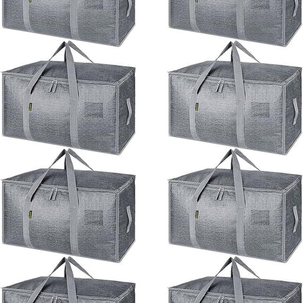 8-Pack Oversized Moving Bags with Reinforced Handles, Heavy-Duty Storage Tote for Clothes, Moving Supplies (Black, 8-Pack)