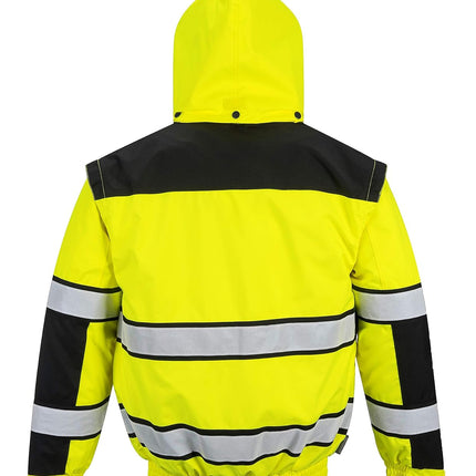 UC566 Hivis Classic Warm Bomber Rain Jacket with Waterproof Taped Seams, Yellowblack, X Large