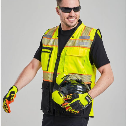 A721 anti Impact Safety Work Gloves - Lightweight Nitrile Grip Impact Reducing Protective Work Gloves Yellow/Orange