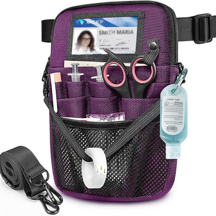 Nurse Fanny Pack with Tape Holder,  Multi Compartment Medical Gear Pocket Belt Bag Nursing Organizer Pouch | Utility Waist Pack for Stethoscopes, Bandage Scissors Other Medical Supplies, Purple