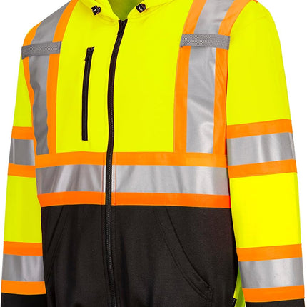 CA170 Men'S Hi Vis Contrast Reflective Hoodie Yellow, X-Large