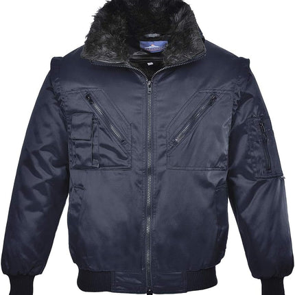 Pilot Jacket Bomber Work Wear Coat Heavyweight Aviator Protective Casual, Navy, Large