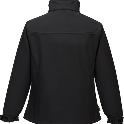TK41 Womens Softshell Jacket Windproof Water Resistant 3 Layer Fleece Lined Design, Black, L