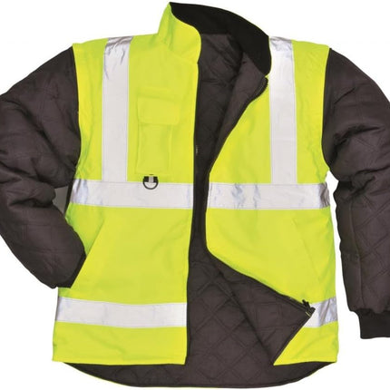 Hi-Vis 7In1 Jacket Viz Insulated Safety Visability Work Bomber Rain ANSI 3, XXL Yellow